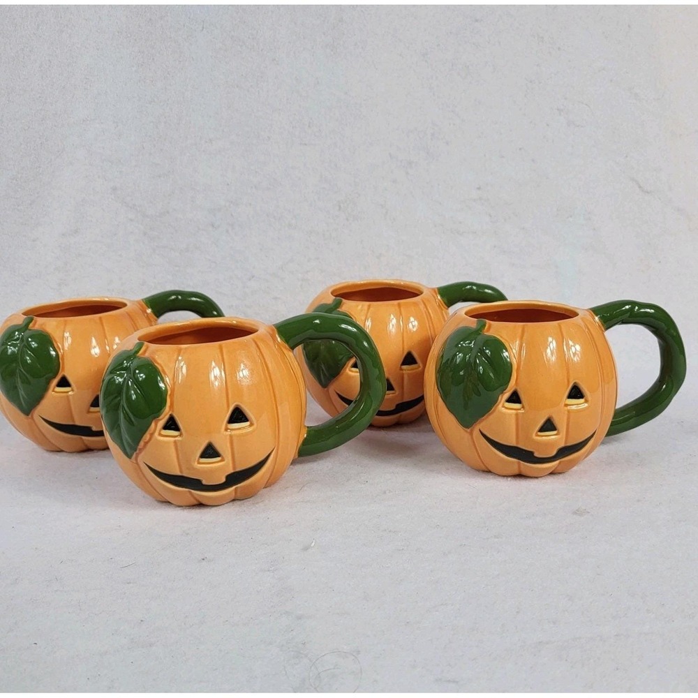 Vintage Jack-o'-lantern Pumpkin Mug Fall Halloween Coffee Cup Lillian‎ Vernon